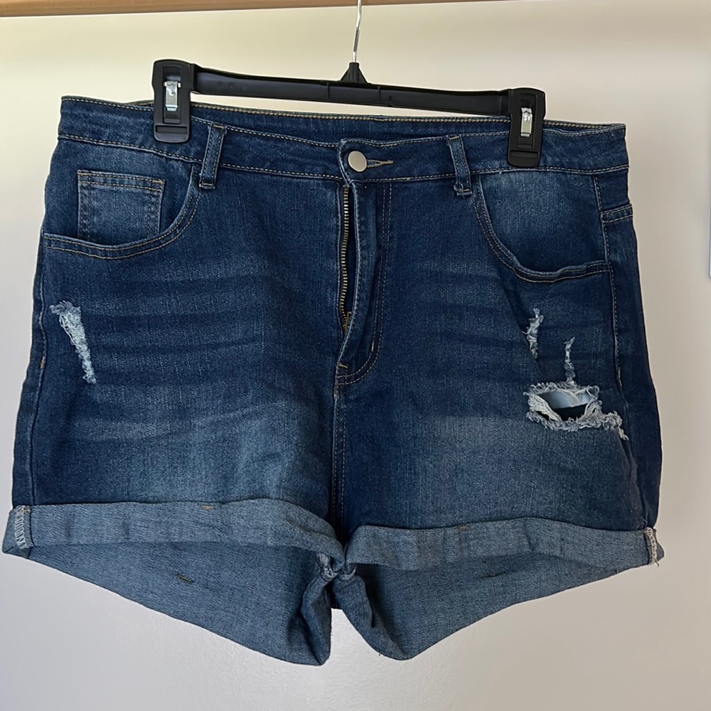 Roll hem jean shorts - size 1x (14) from SHEIN. Stretch - very comfortable!